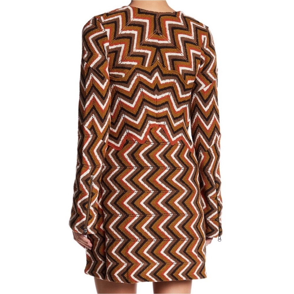 NWT Free People Rhiannon Retro Chevron Knit Bell Sleeve Mini Dress Size Small - Picture 2 of 8